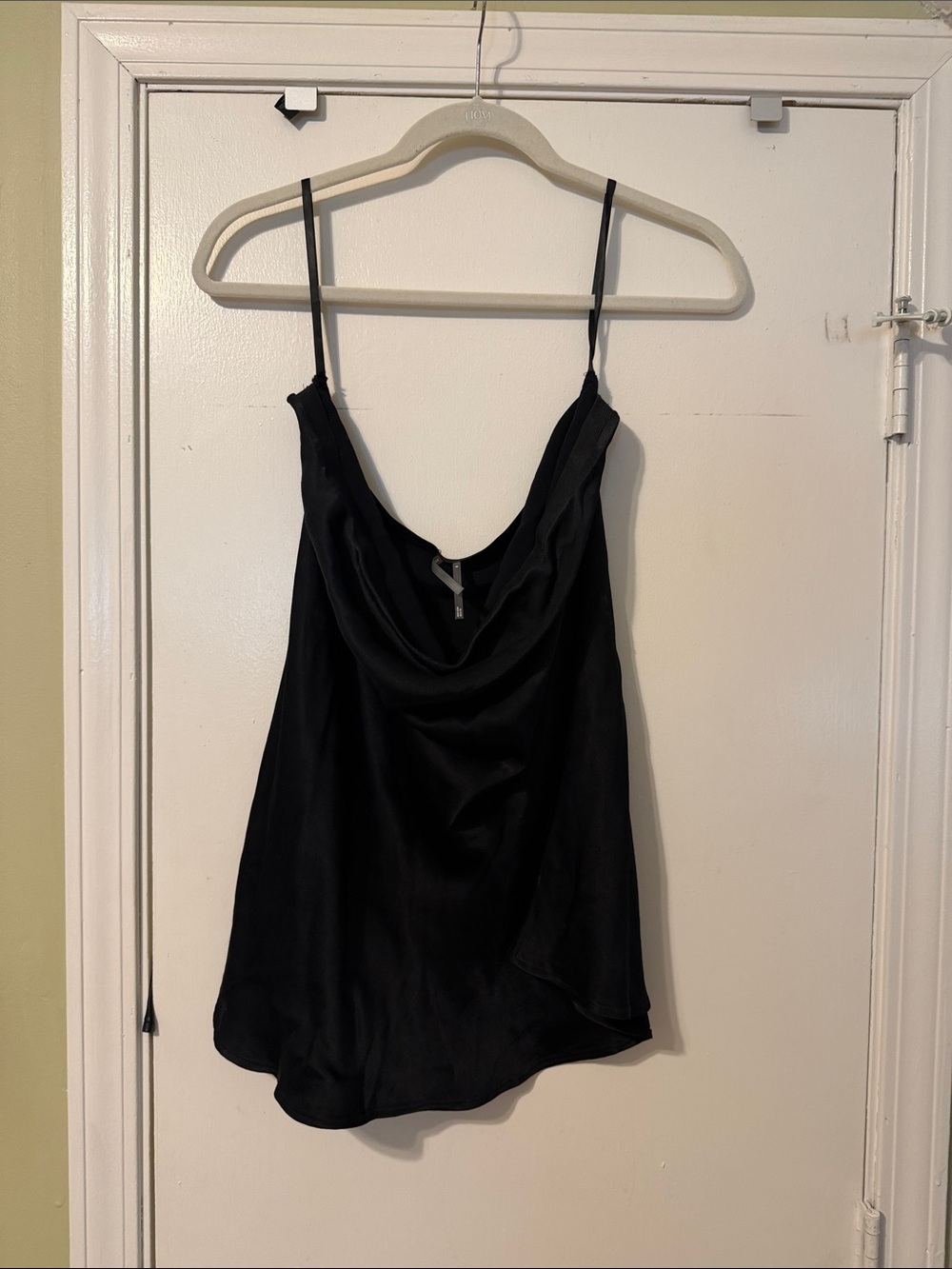 Anthropologie Black Satin Cowl Neck Tank